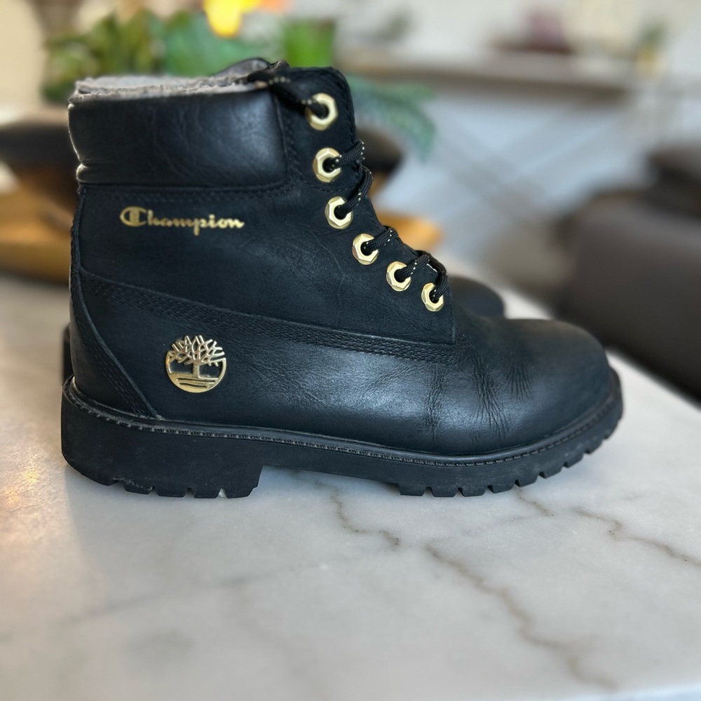 Timberland x Champion 6” Black Suede Boots | Size 5 | Limited Edition